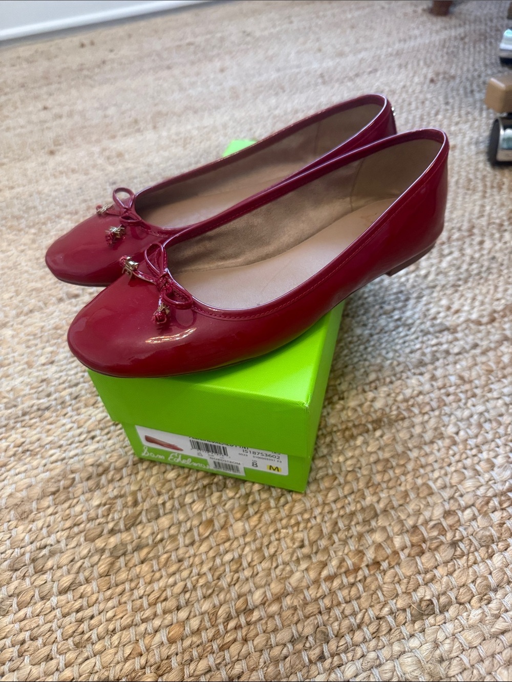Sam Edelman Women’s Red Patent Ballet Flats with Bow